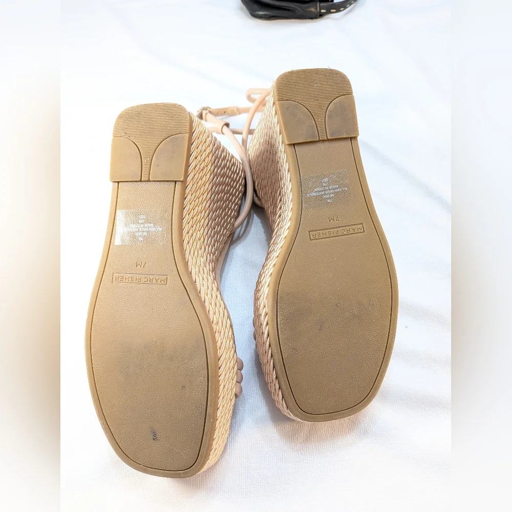Nude Espadrille Wedge Sandals Strappy Ankle Strap Coastal Resort Boho